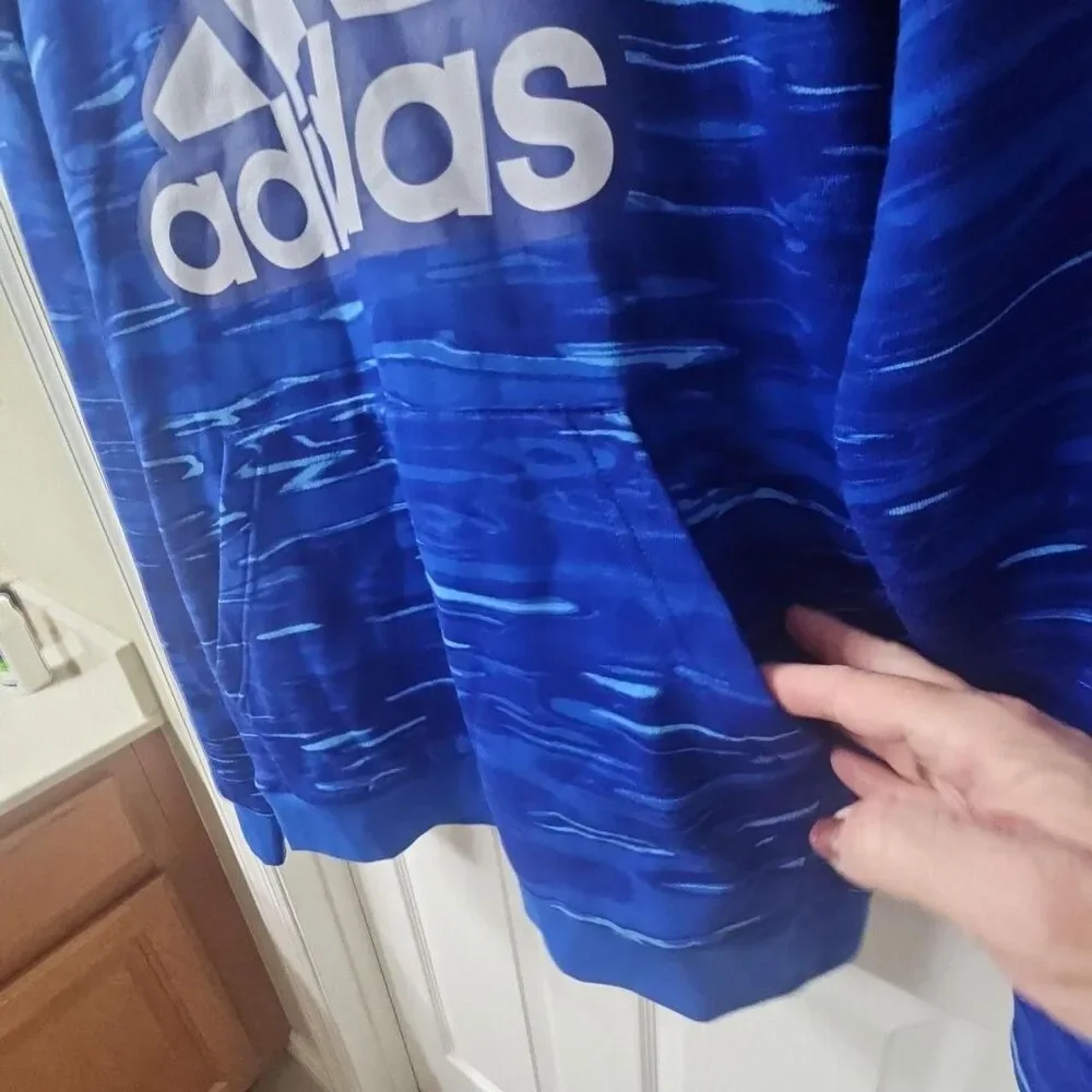 Adidas Regular Fit Liquid Camo Blue Hoodie XL